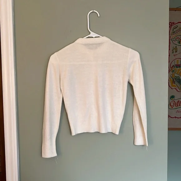 Vintage 1950s 1960s Vintage Cardigan with Pink Floral Design - Kids Child - Picture 3 of 10